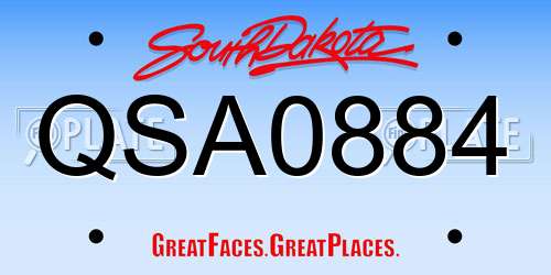 QSA0884 South Dakota License Plate