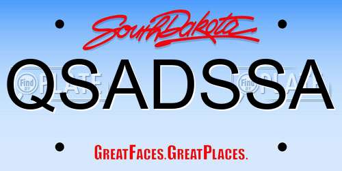 QSADSSA South Dakota License Plate