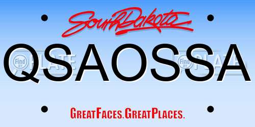 QSAOSSA South Dakota License Plate