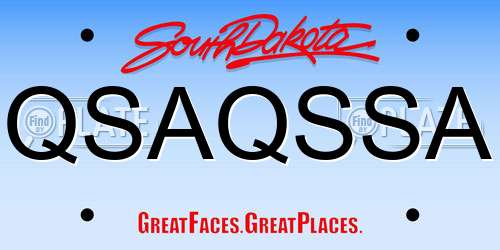QSAQSSA South Dakota License Plate
