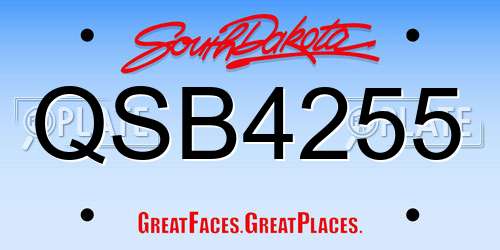 QSB4255 South Dakota License Plate