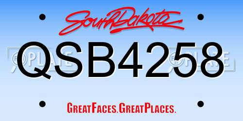 QSB4258 South Dakota License Plate