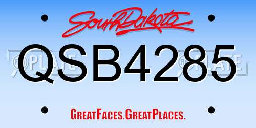 QSB4285 South Dakota License Plate