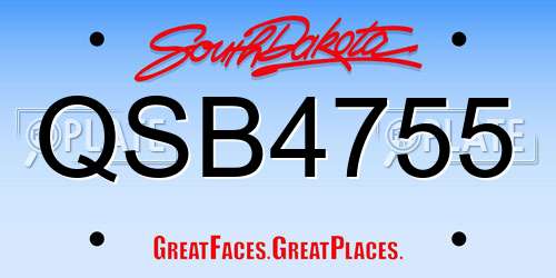 QSB4755 South Dakota License Plate