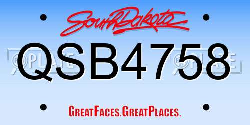 QSB4758 South Dakota License Plate