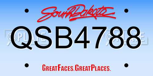 QSB4788 South Dakota License Plate