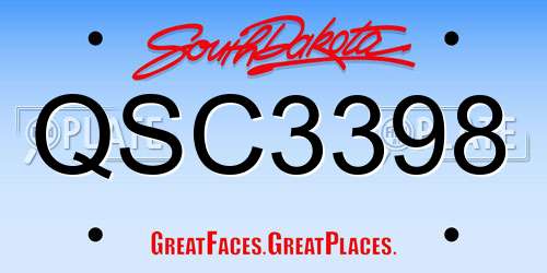 QSC3398 South Dakota License Plate
