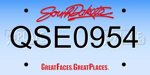 QSE0954 South Dakota License Plate