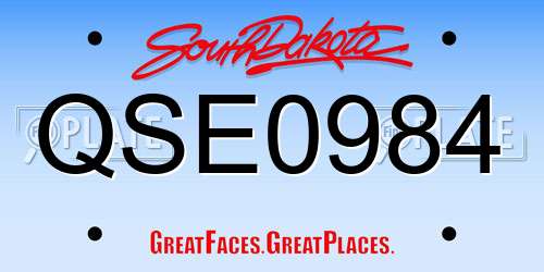 QSE0984 South Dakota License Plate