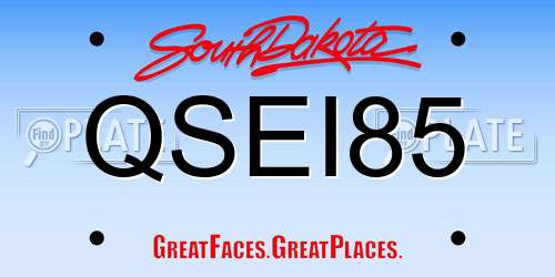 QSEI85 South Dakota License Plate