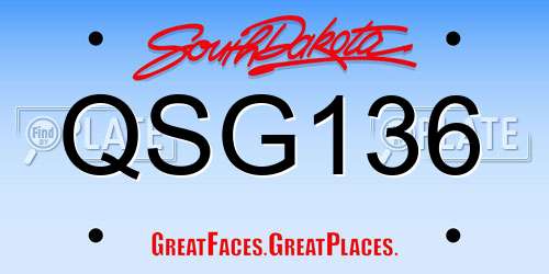 QSG136 South Dakota License Plate