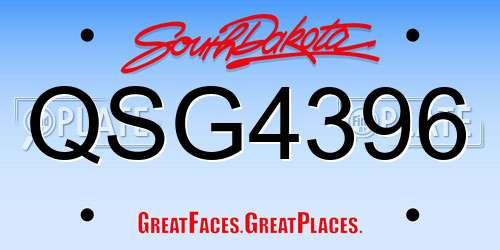 QSG4396 South Dakota License Plate