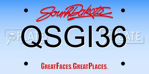 QSGI36 South Dakota License Plate