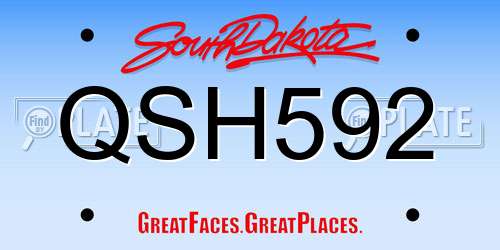 QSH592 South Dakota License Plate