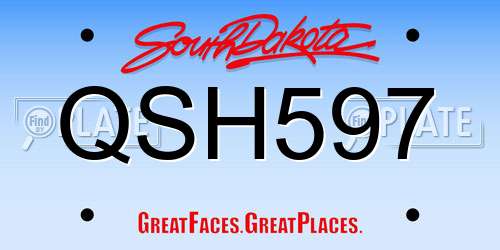 QSH597 South Dakota License Plate