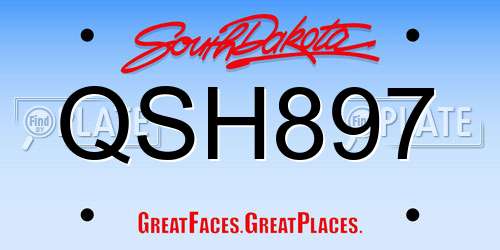 QSH897 South Dakota License Plate