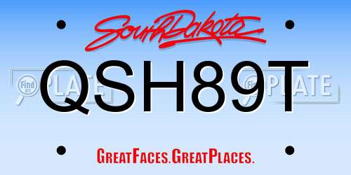 QSH89T South Dakota License Plate