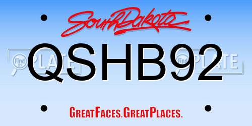 QSHB92 South Dakota License Plate