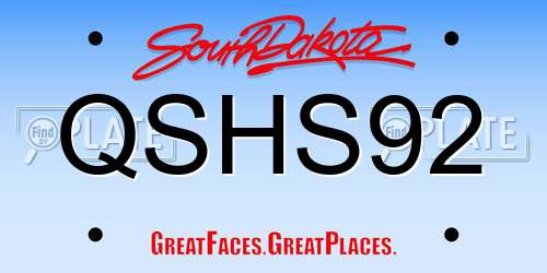 QSHS92 South Dakota License Plate