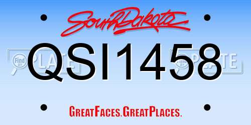 QSI1458 South Dakota License Plate