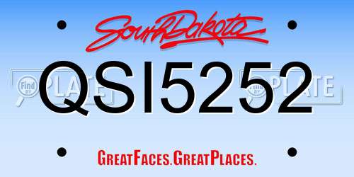 QSI5252 South Dakota License Plate