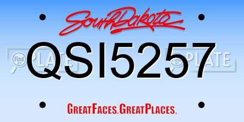 QSI5257 South Dakota License Plate