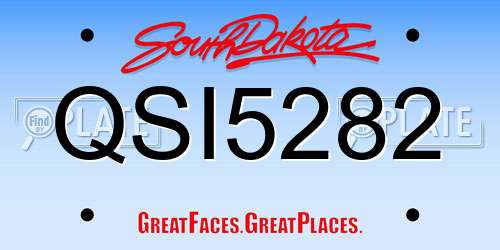 QSI5282 South Dakota License Plate