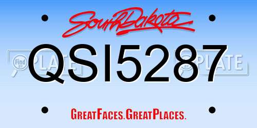 QSI5287 South Dakota License Plate
