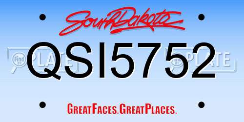 QSI5752 South Dakota License Plate