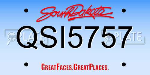 QSI5757 South Dakota License Plate