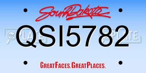 QSI5782 South Dakota License Plate