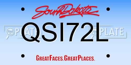 QSI72L South Dakota License Plate