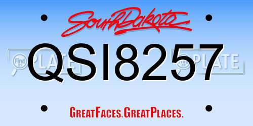QSI8257 South Dakota License Plate