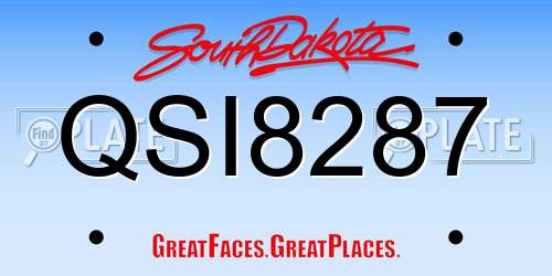 QSI8287 South Dakota License Plate