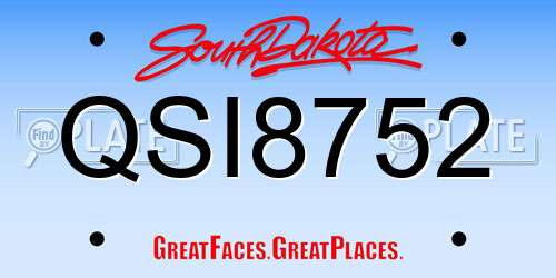QSI8752 South Dakota License Plate