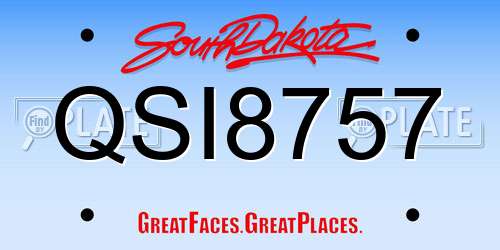 QSI8757 South Dakota License Plate