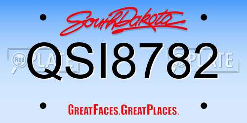 QSI8782 South Dakota License Plate