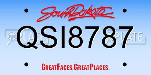 QSI8787 South Dakota License Plate