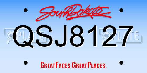 QSJ8127 South Dakota License Plate