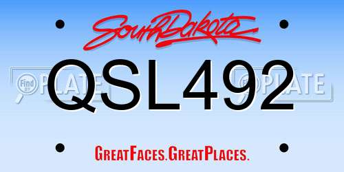 QSL492 South Dakota License Plate
