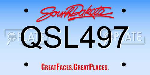 QSL497 South Dakota License Plate