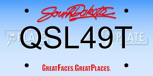 QSL49T South Dakota License Plate