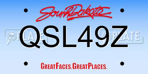 QSL49Z South Dakota License Plate