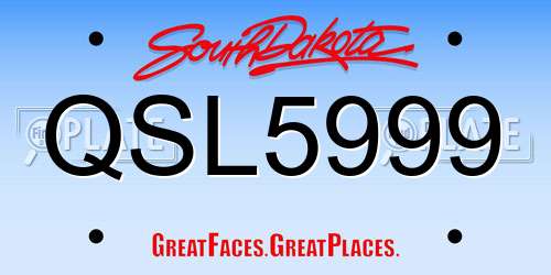 QSL5999 South Dakota License Plate