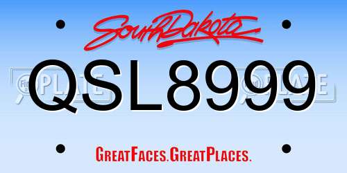 QSL8999 South Dakota License Plate