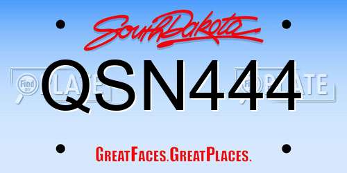 QSN444 South Dakota License Plate
