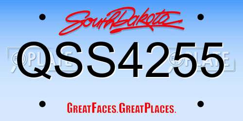 QSS4255 South Dakota License Plate