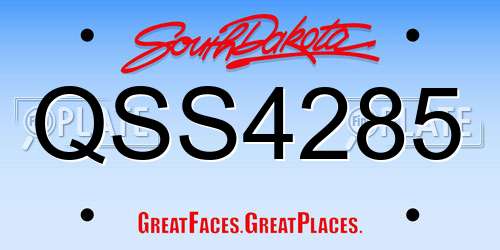 QSS4285 South Dakota License Plate