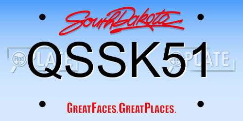 QSSK51 South Dakota License Plate