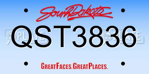 QST3836 South Dakota License Plate